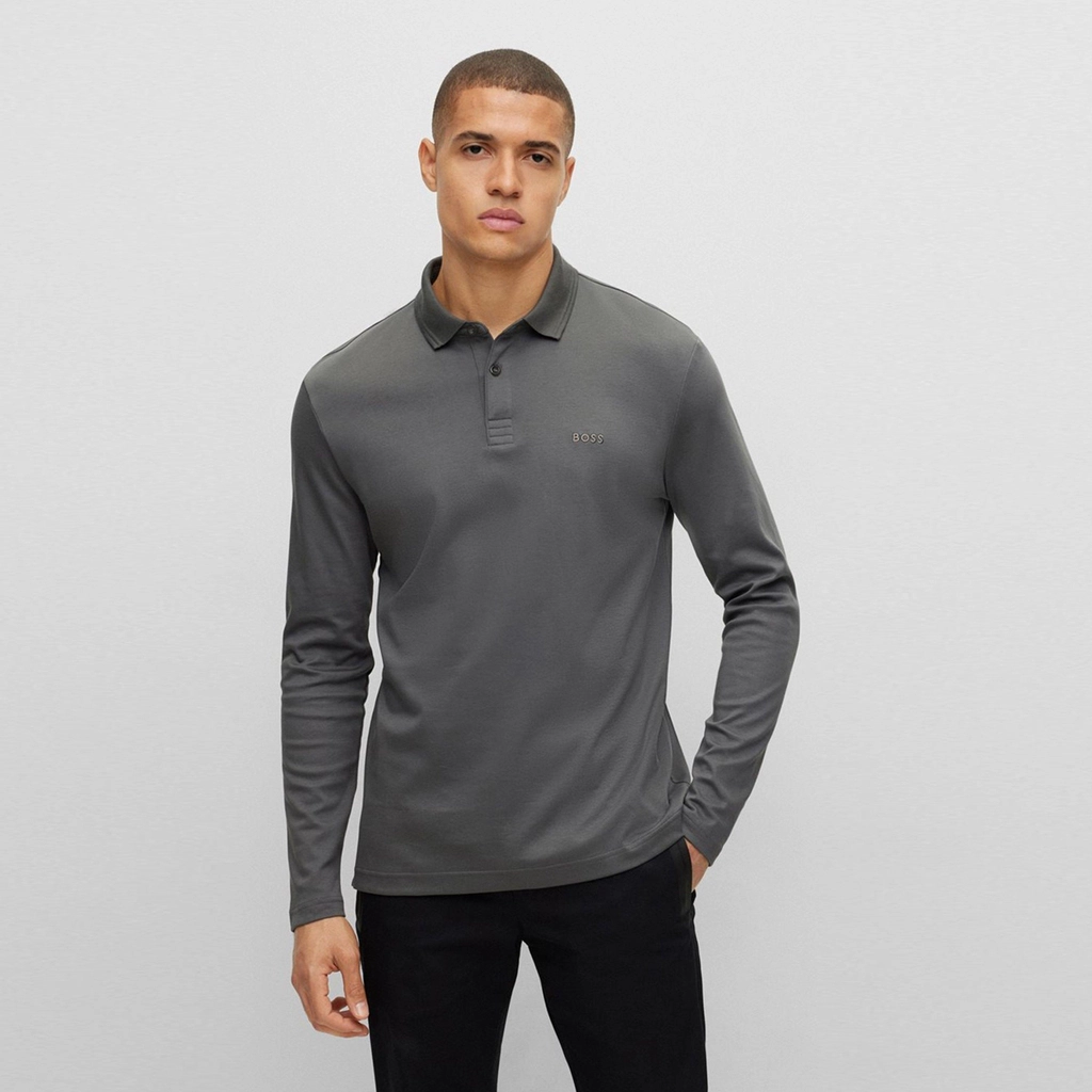 Hugo Boss Pirol Long Sleeve Polo Shirt - Dark Grey 021